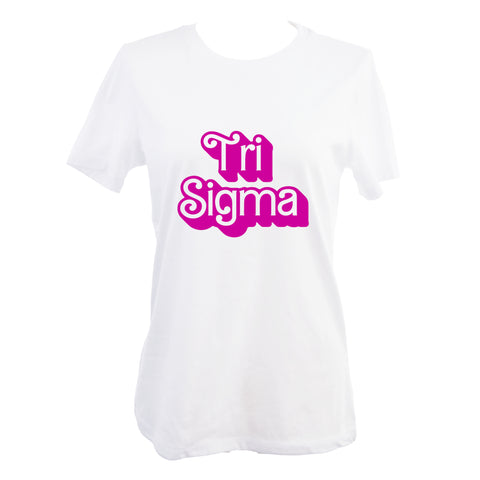 Tri Sigma T-Shirt- Retro Dolly Sorority Name Design, Relaxed Fit