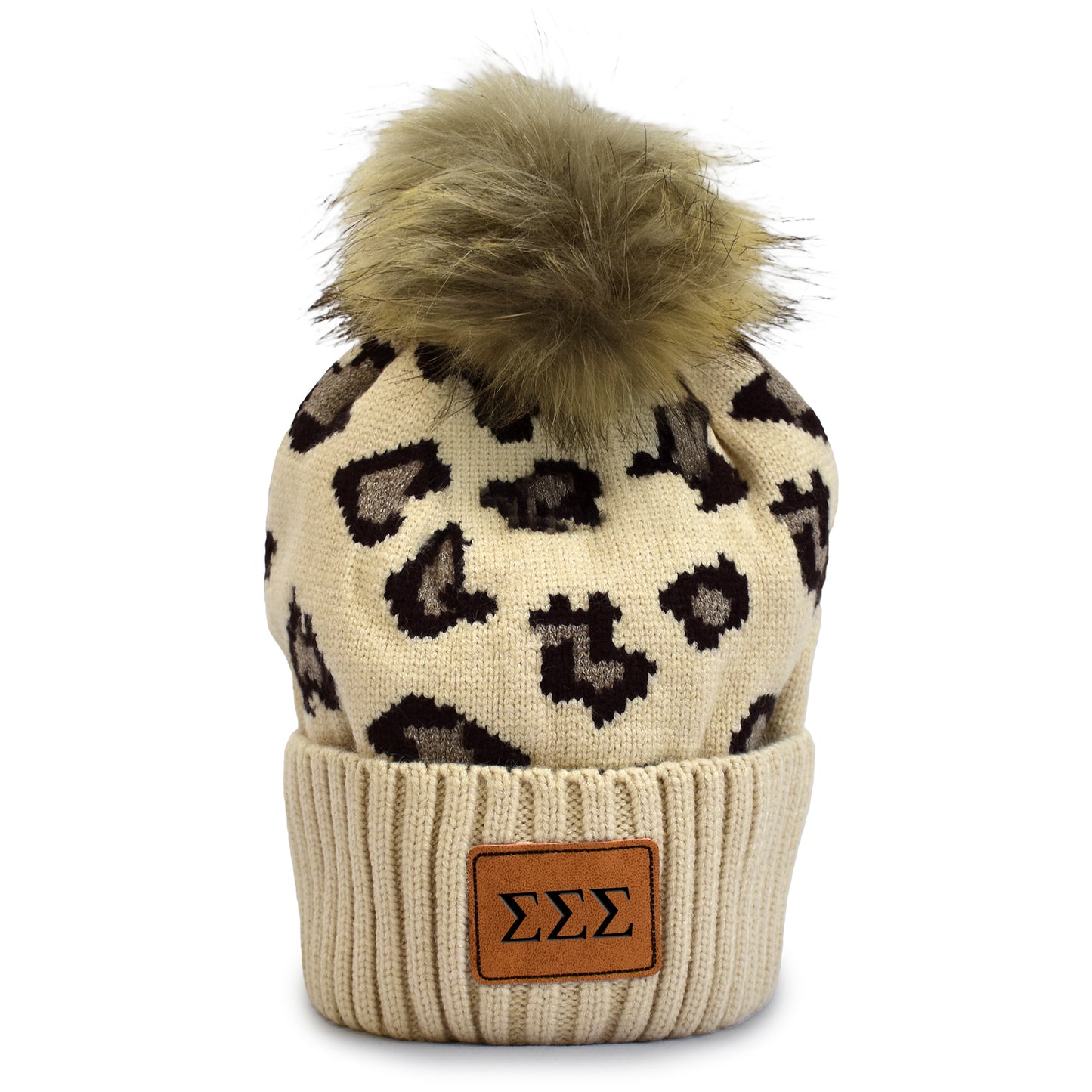 Sigma Sigma Sigma Leopard Design Beanie Hat