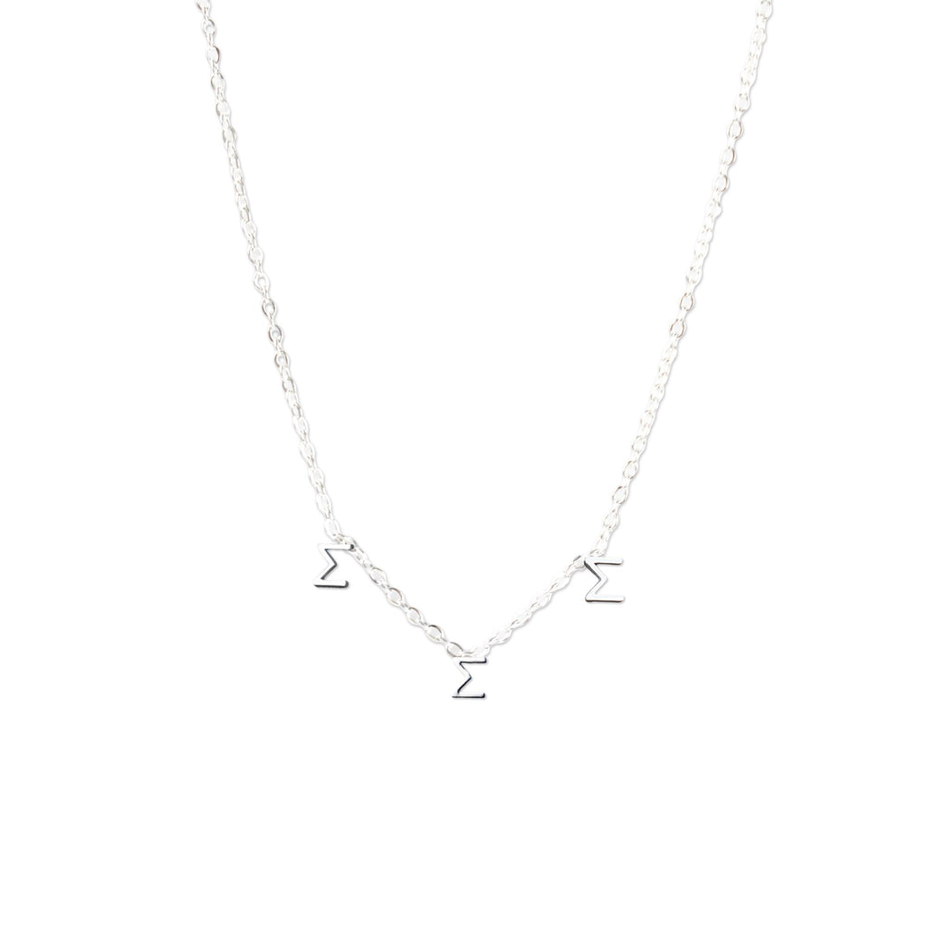 Tri Sigma Silver Greek Letters Necklace