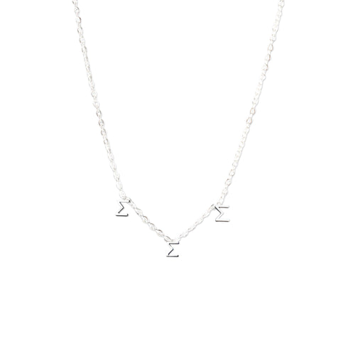Tri Sigma Silver Greek Letters Necklace