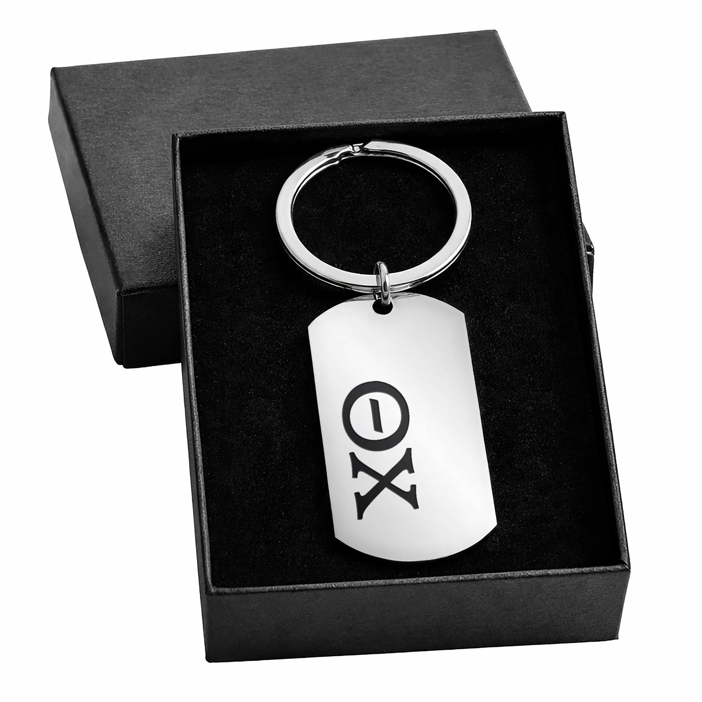 Theta Chi Fraternity Keychain- Stainless Steel Dog Tag Design