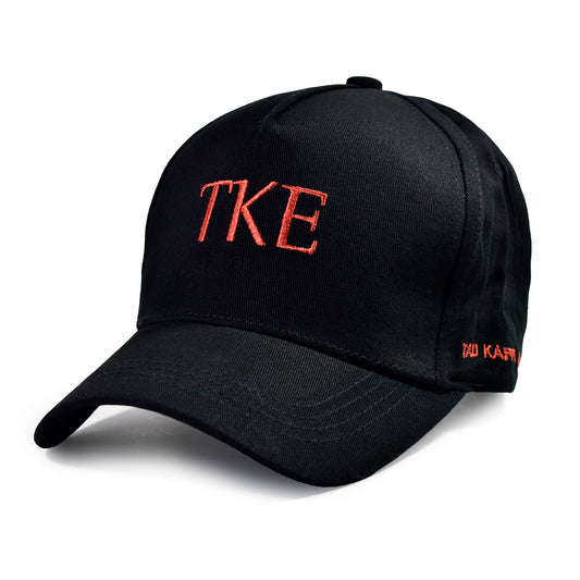 Tau Kappa Epsilon Fraternity Baseball Cap- Brushed Cotton 5-Panel Black Hat