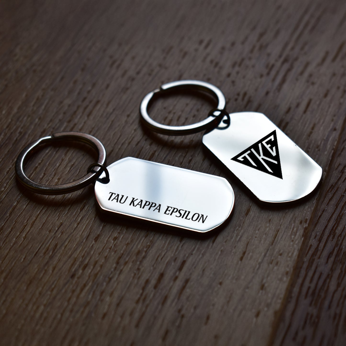 Tau Kappa Epsilon Fraternity Keychain- Stainless Steel Dog Tag Design