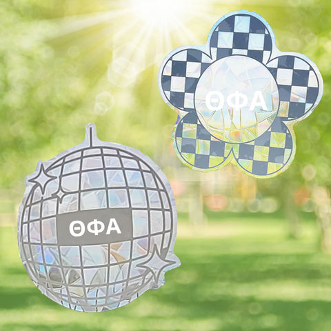 Theta Phi Alpha Suncatcher Decals- Set of 2: Flower & Disco Ball