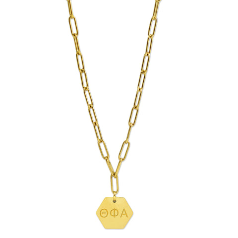 Theta Phi Alpha Paperclip Necklace with Sorority Pendant