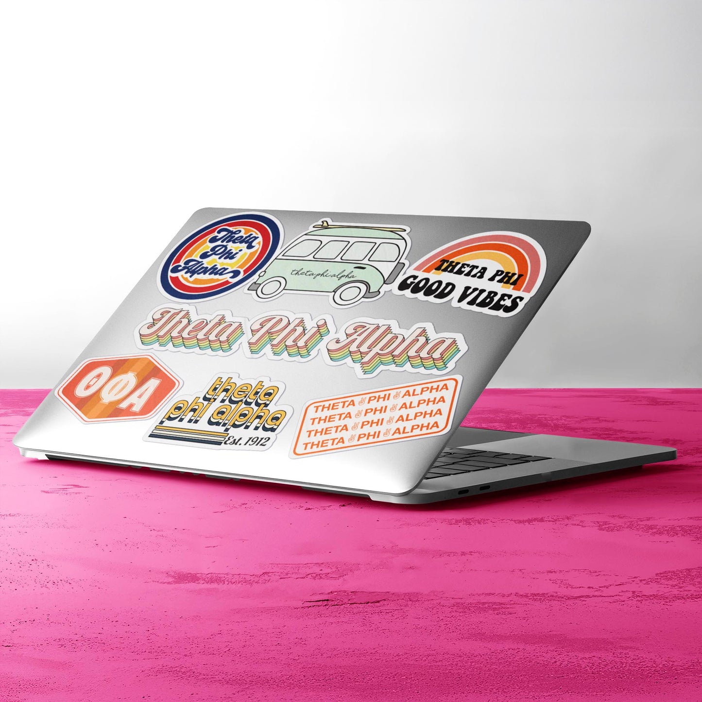 Theta Phi Alpha Sticker Sheet - Retro Design