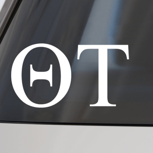 Theta Tau Fraternity Car Decal Sticker- Greek Letters Design