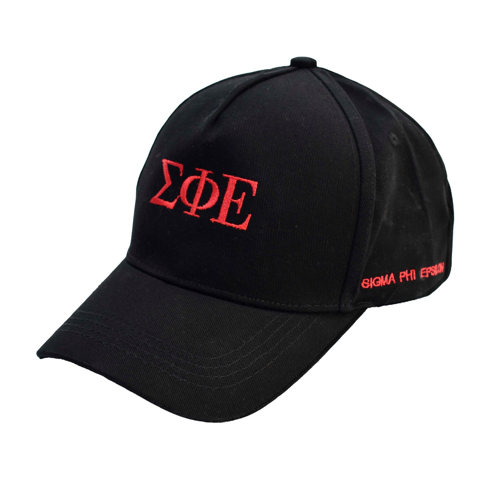 Sigma Phi Epsilon Baseball Cap- Brushed Cotton 5-Panel Black Hat