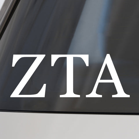 Zeta Tau Alpha Car Decal Sticker- Greek Letters Design