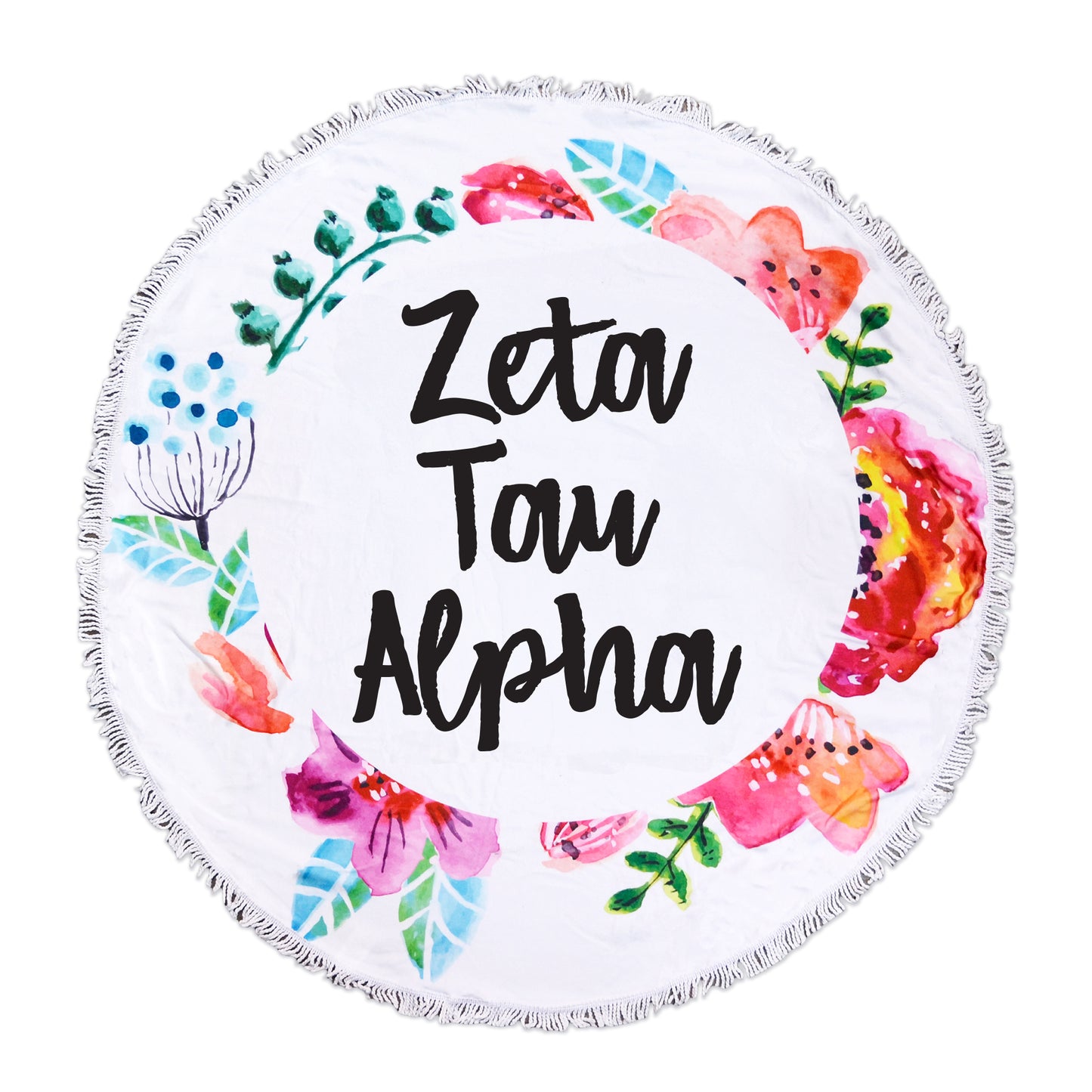 Zeta Tau Alpha Floral Fringe Towel Blanket