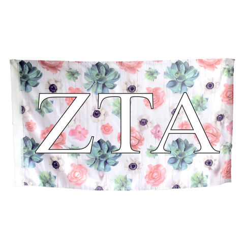 Zeta Tau Alpha Succulent Flag