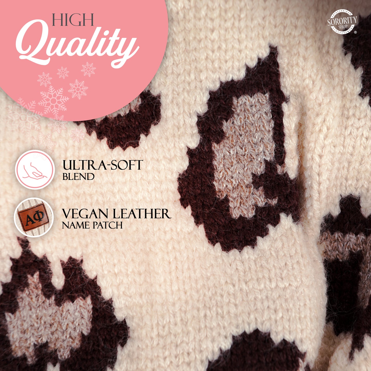 Alpha Phi Leopard Design Beanie Hat