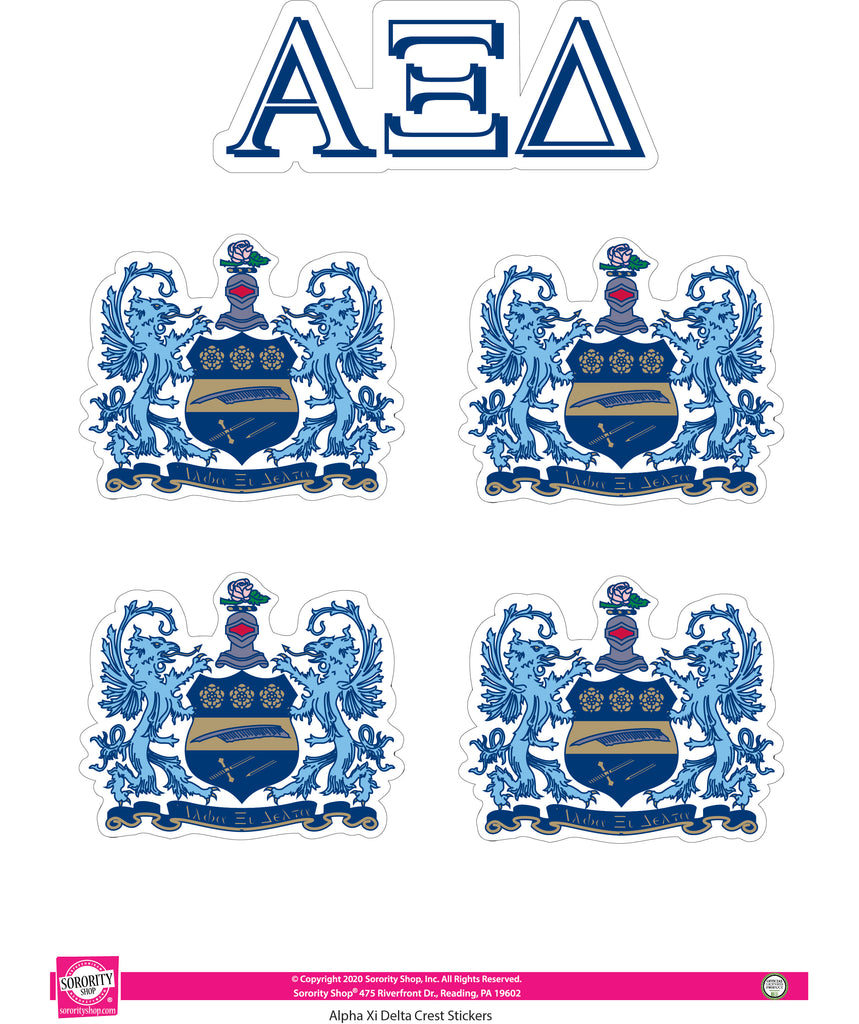 Alpha Xi Delta Crest Sticker Sheet