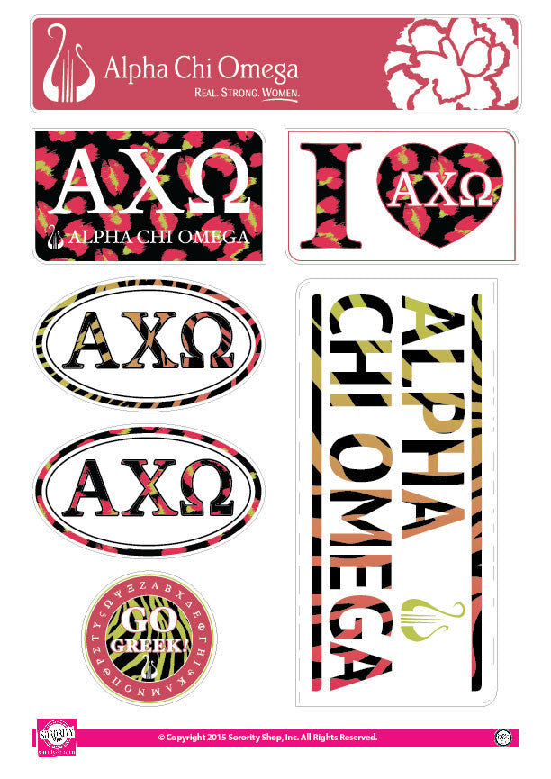 Alpha Chi Omega Animal Print Stickers