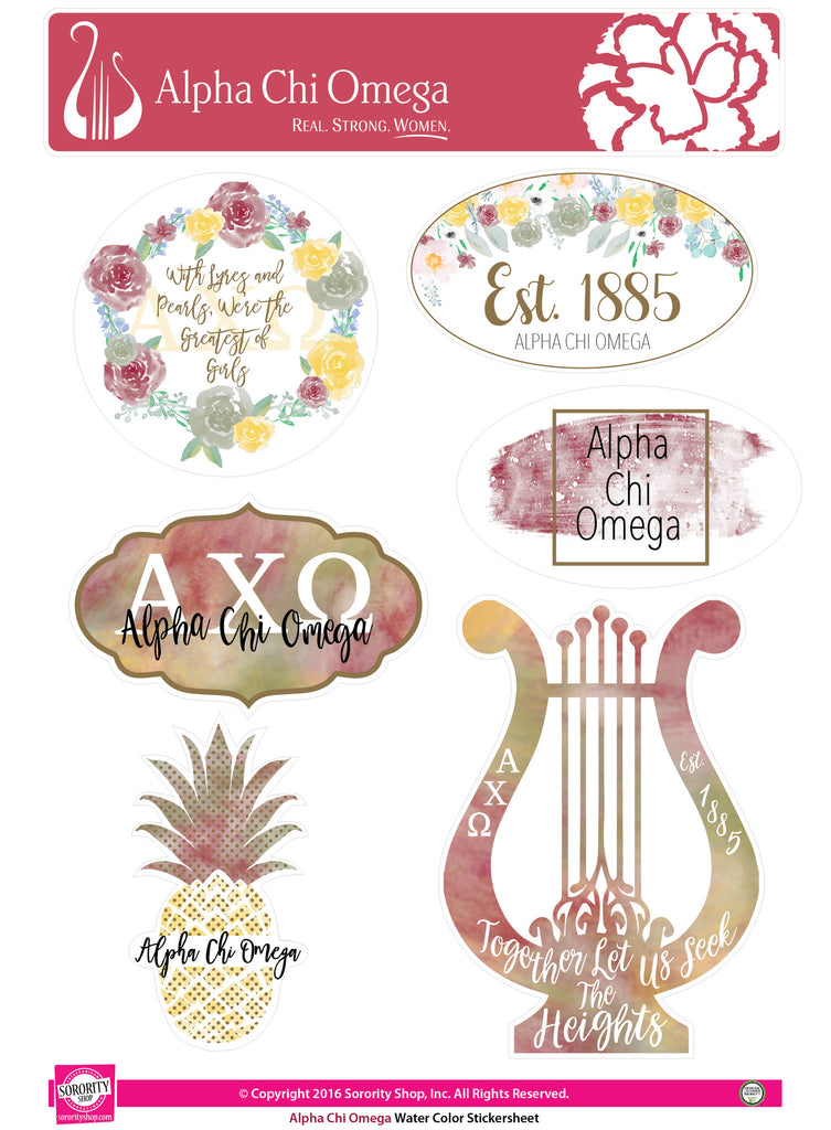 Alpha Chi Omega Water Color stickers