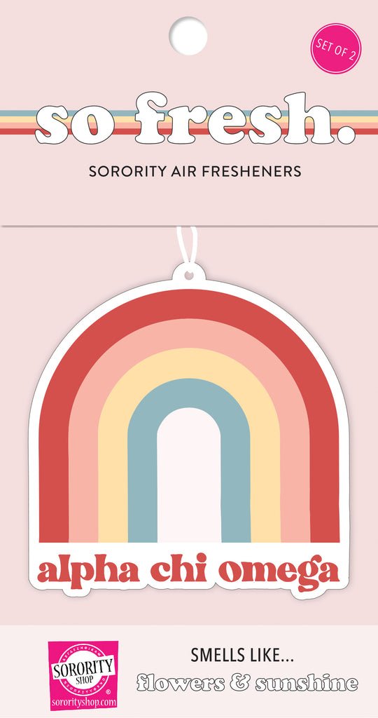 Alpha Chi Omega Rainbow Retro Air Freshener - Flowers & Sunshine Scent