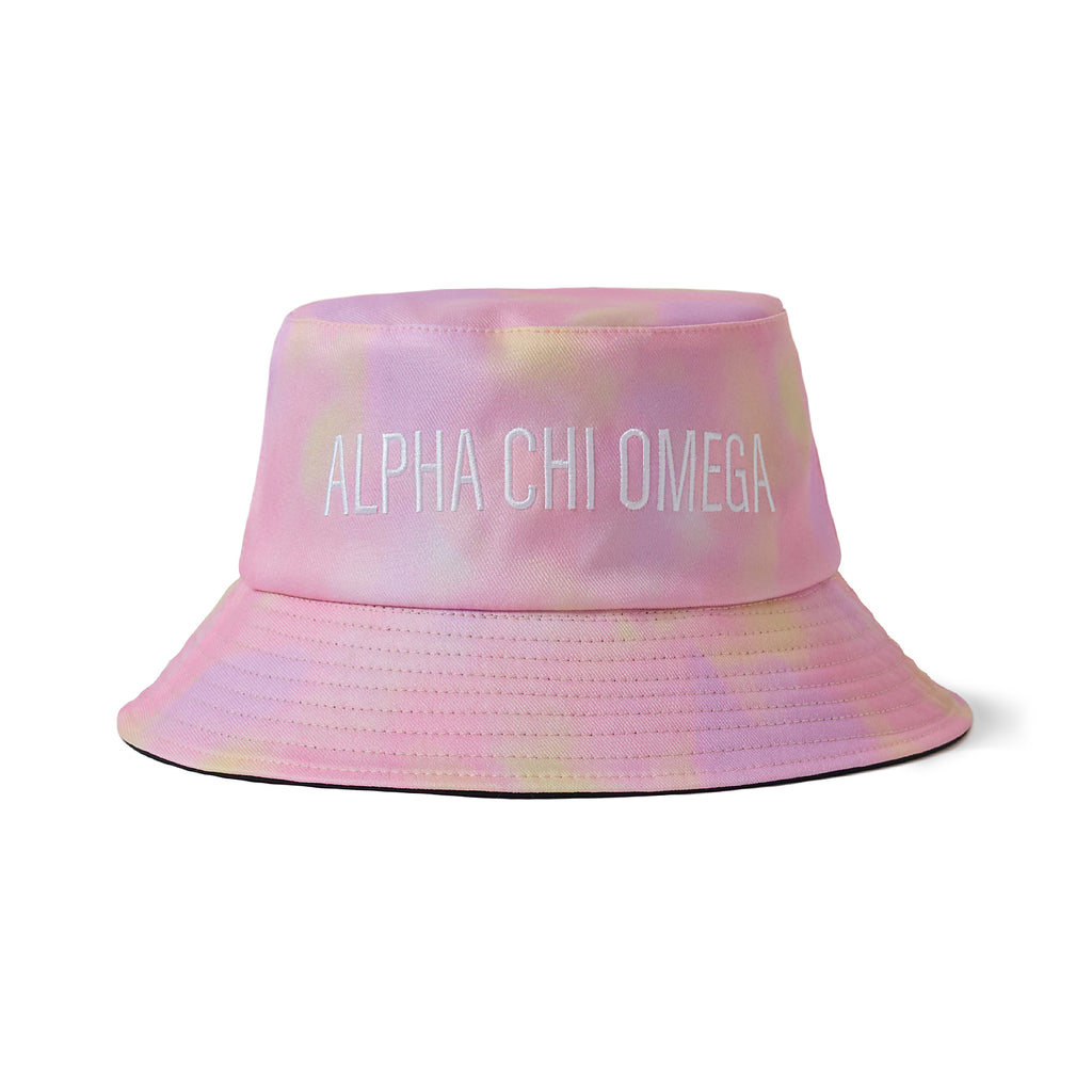Alpha Chi Omega Bucket Hat - Tie Dye - Embroidered Logo