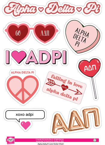 Alpha Delta Pi - Sticker Sheet- Love Theme