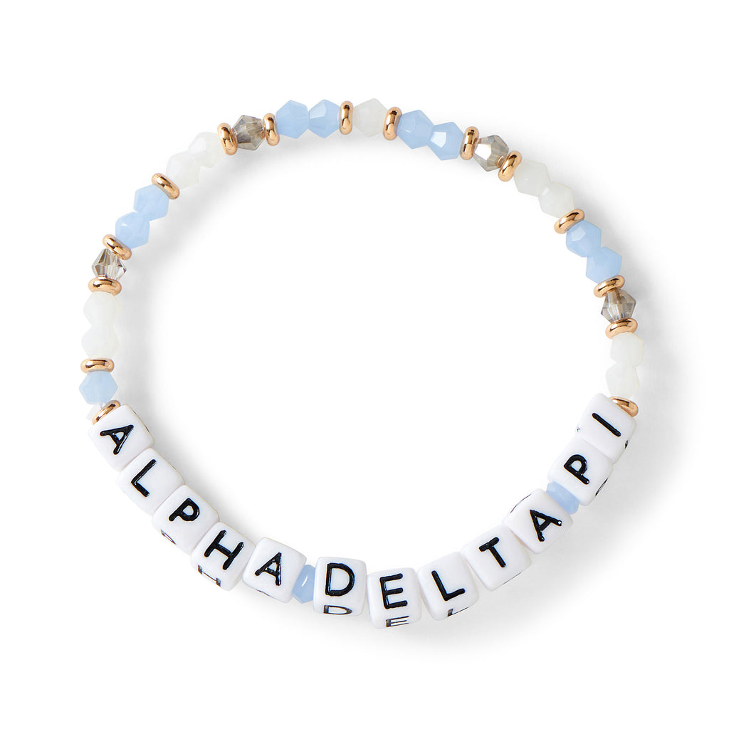 Alpha Delta Pi Bracelet With Glass Beads and 18K Gold Accent Beads