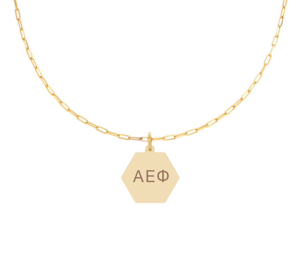 Alpha Epsilon Phi Paperclip Necklace with AEP Sorority Pendant