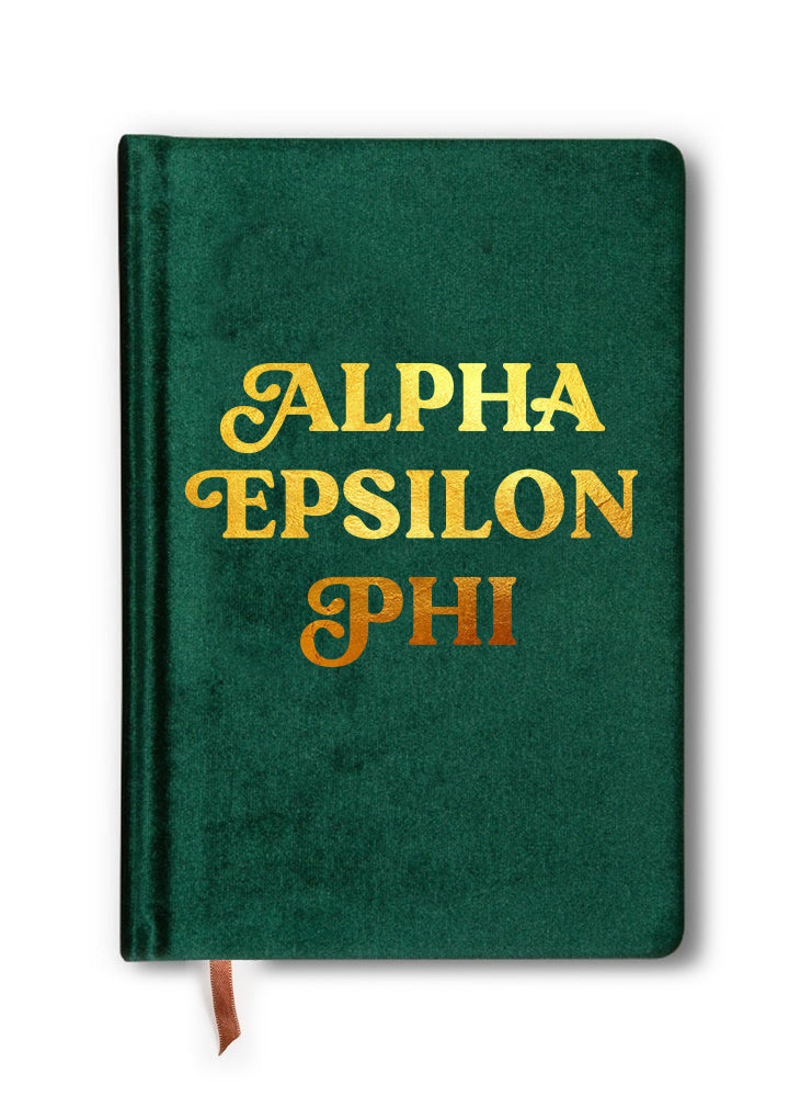 Alpha Epsilon Phi Velvet Notebook with Gold Foil Imprint