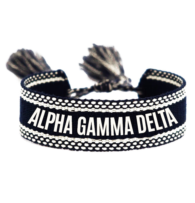 Alpha Gamma Delta Woven Bracelet, Black and White Design