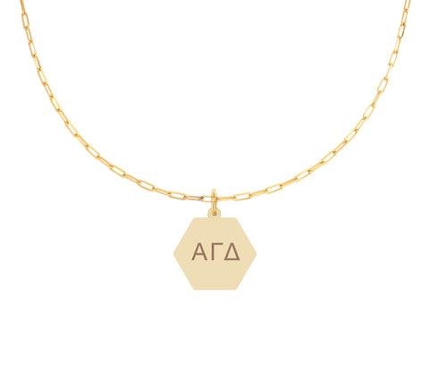 Alpha Gamma Delta Paperclip Necklace with AGD Sorority Pendant