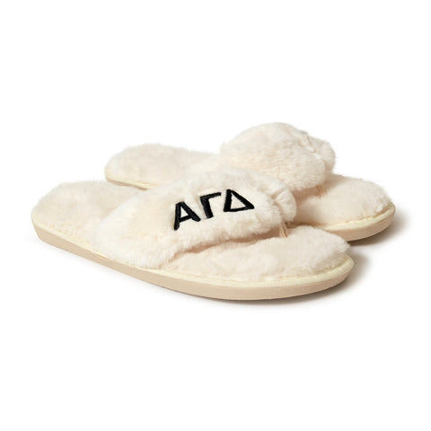 Alpha Gamma Delta - Furry Slippers Women - With AGD Embroidery Logo