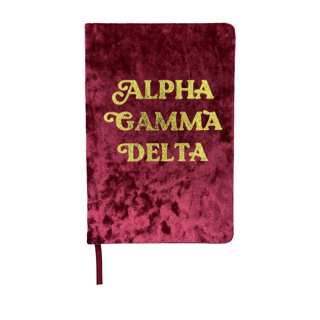 Alpha Gamma Delta Velvet Notebook with Gold Foil Imprint