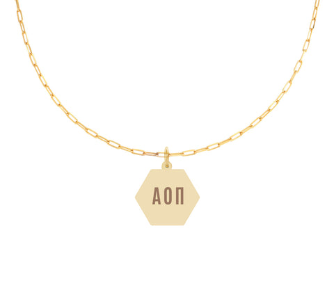 Alpha Omicron Pi Paperclip Necklace with AOP Sorority Pendant