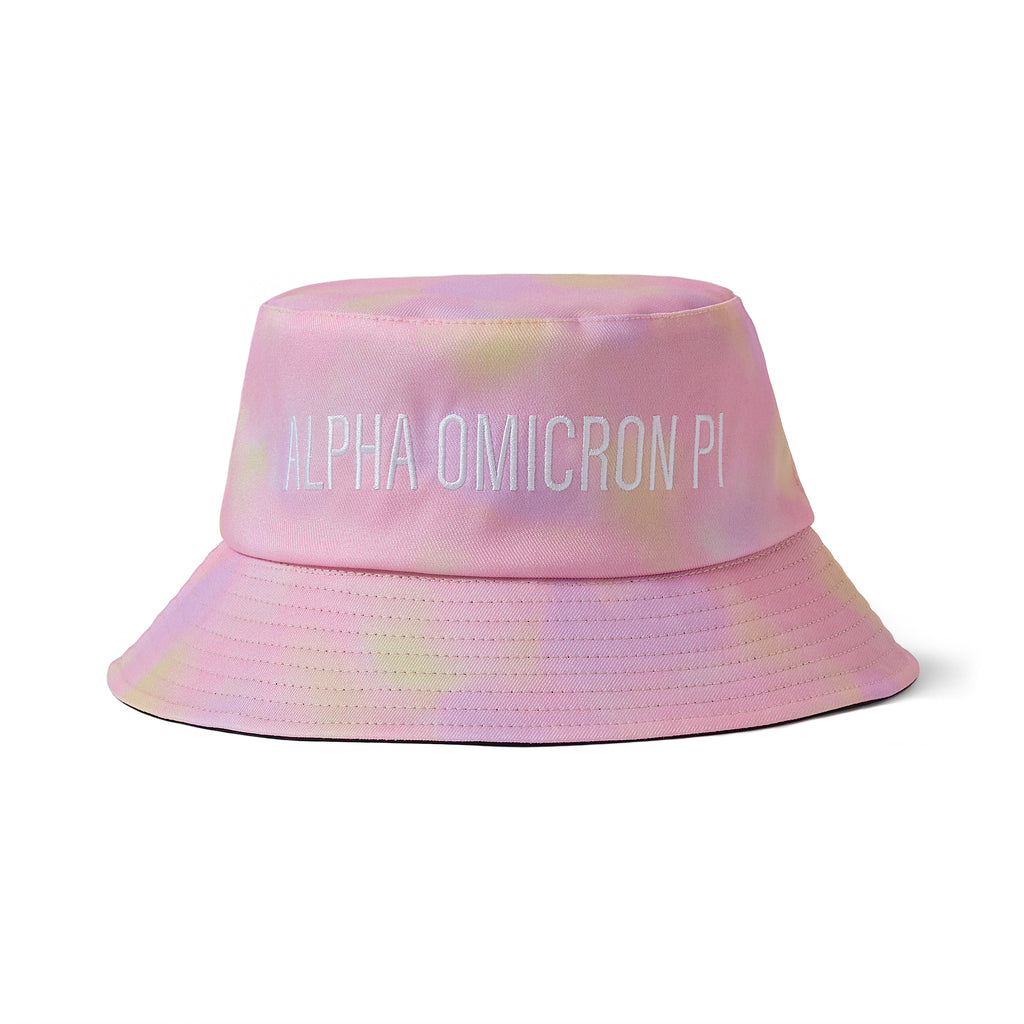 Alpha Omicron Pi Bucket Hat - Tie Dye - Embroidered Logo