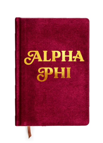 Alpha Phi Velvet Notebook with Gold Foil Imprint