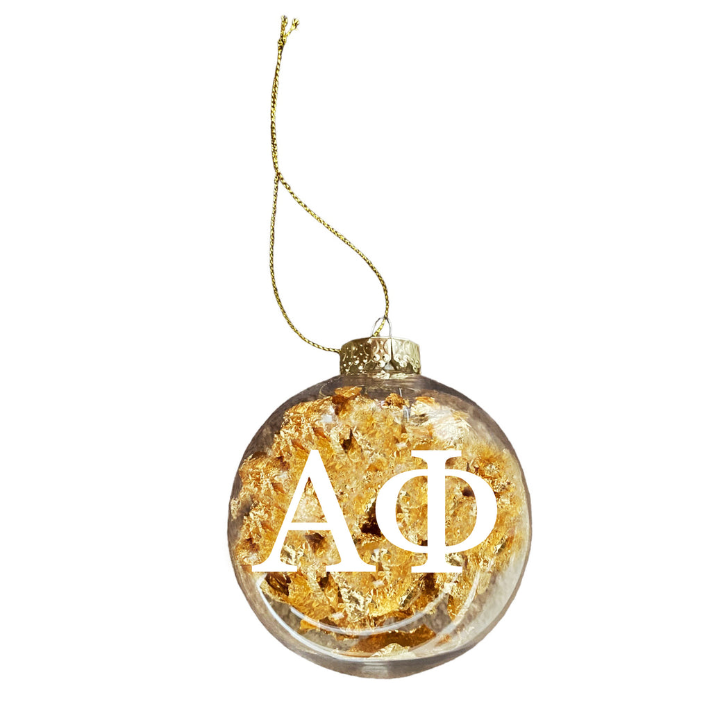 Alpha Phi Ornament - Clear Plastic Ball Ornament with Gold Foil
