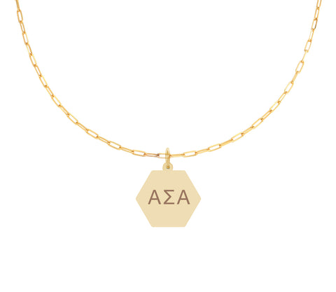 Alpha Sigma Alpha Paperclip Necklace with ASA Sorority Pendant