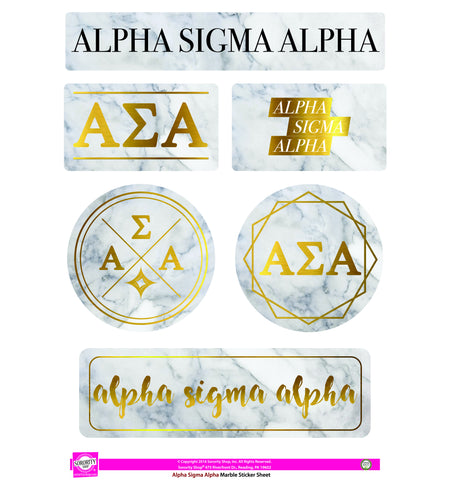 Alpha Sigma Alpha Marble Sticker Sheet