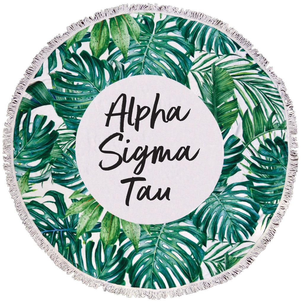 Alpha Sigma Tau Palm Leaf Fringe Towel Blanket