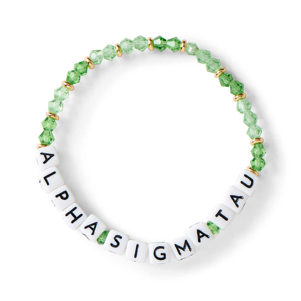 Alpha Sigma Tau Bracelet With Glass Beads and 18K Gold Accent Beads
