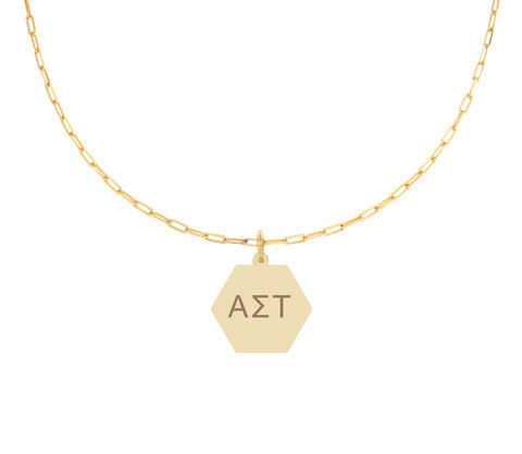 Alpha Sigma Tau Paperclip Necklace with AST Sorority Pendant
