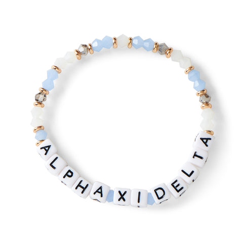 Alpha Xi Delta Bracelet With Glass Beads and 18K Gold Accent Beads