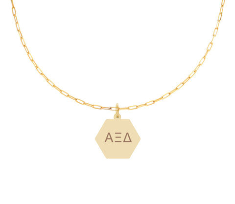 Alpha Xi Delta Paperclip Necklace with AXD Sorority Pendant
