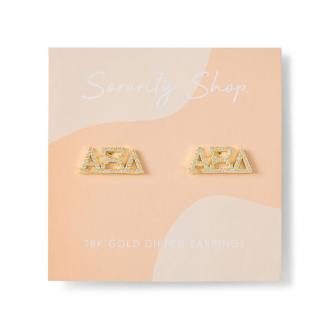 Alpha Xi Delta 18k Gold Plated Stud Earrings