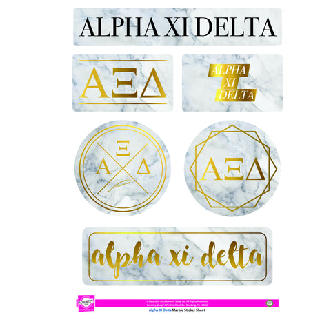 Alpha Xi Delta Marble Sticker Sheet