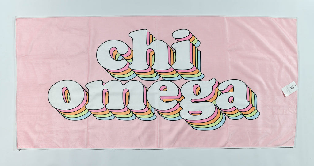 Chi Omega Plush Retro Beach Towel