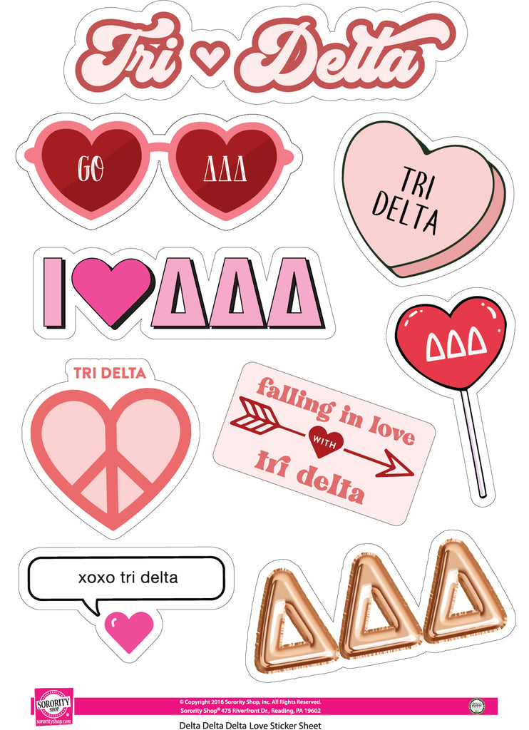 Delta Delta Delta- Sticker Sheet- Love Theme