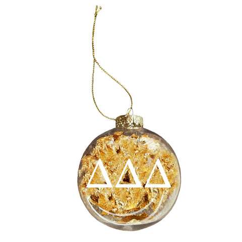 Delta Delta Delta Ornament - Clear Plastic Ball Ornament with Gold Foil