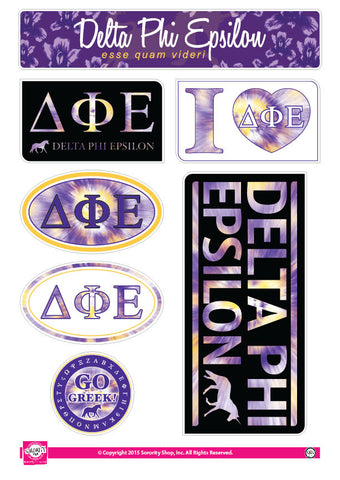 Delta Phi Epsilon <br> Tie Dye Stickers