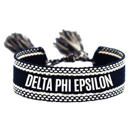 Delta Phi Epsilon Woven Bracelet, Black and White Design