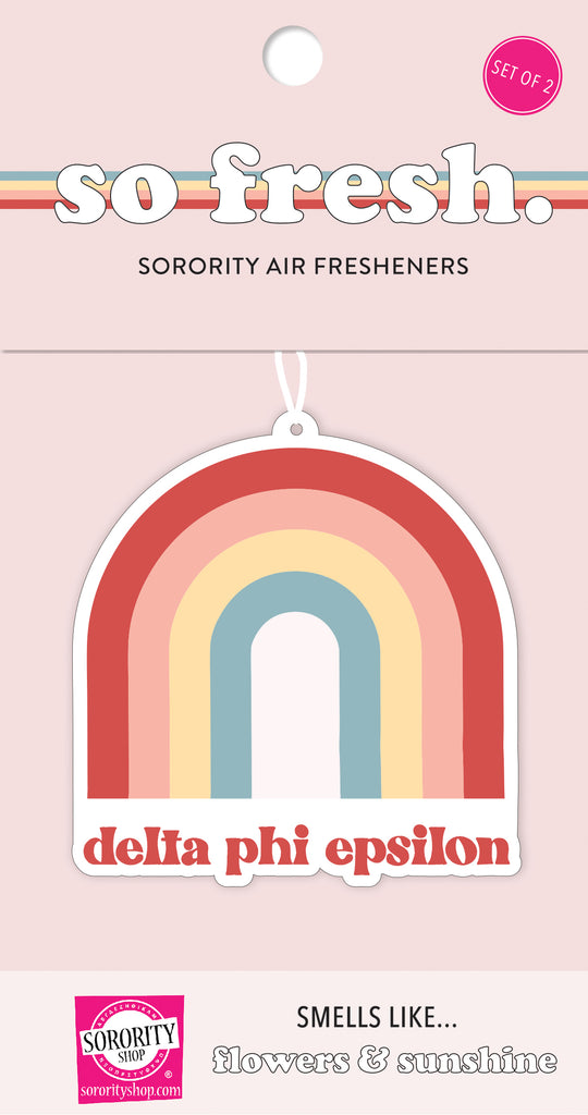 Delta Phi Epsilon Rainbow Retro Air Freshener - Flowers & Sunshine Scent