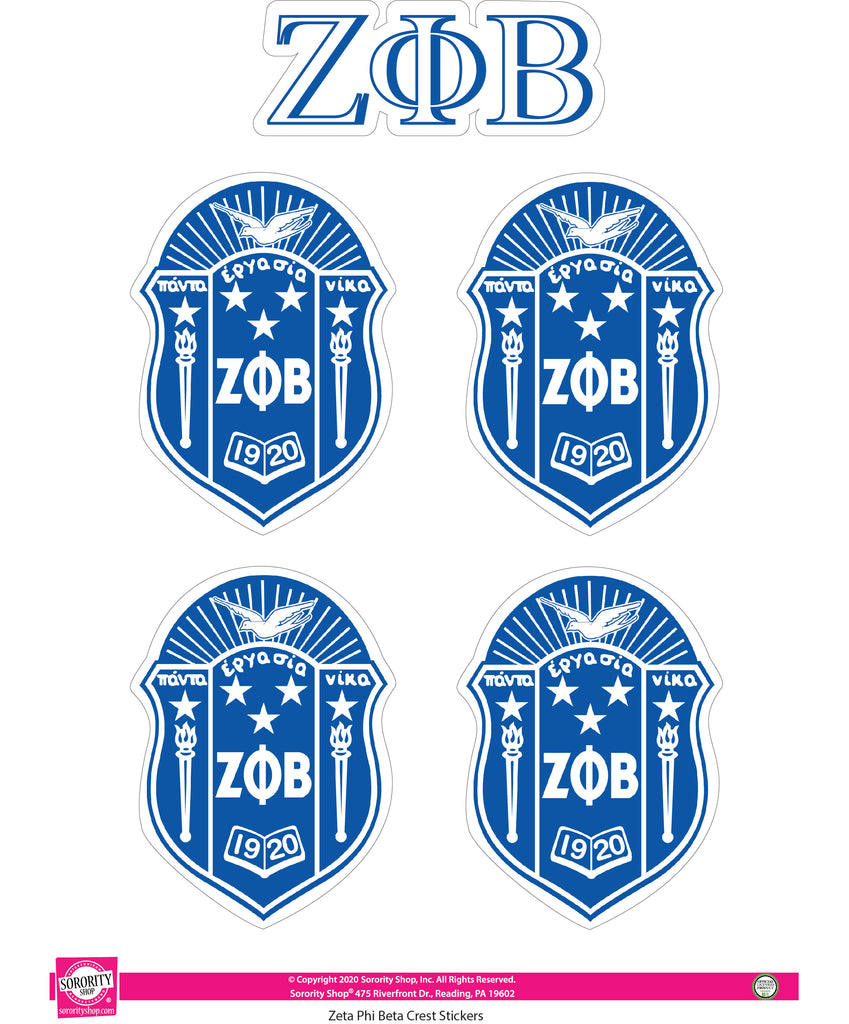 Zeta Phi Beta Crest Sticker Sheet