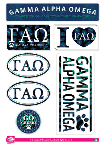 Gamma Alpha Omega <br> Animal Print Stickers